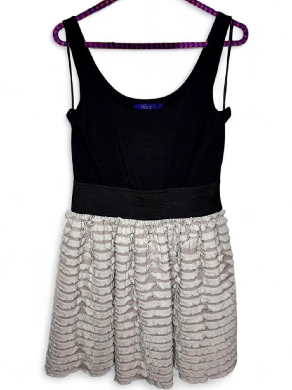 Vintage Miley Cyrus x Max Azria Black & Grey Ruffled Mini Dress